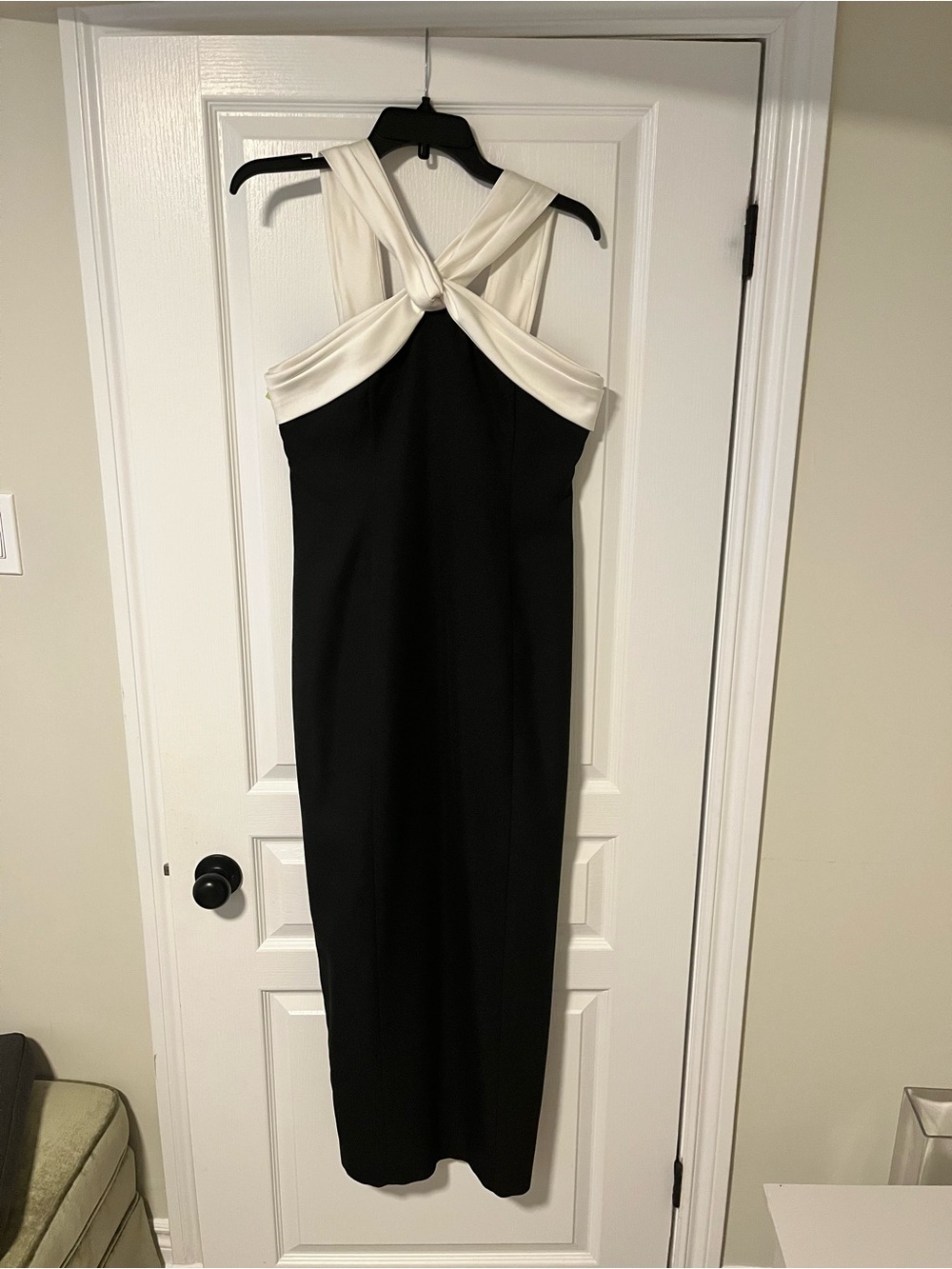 Vintage Black Dress with Cream Twist Halter